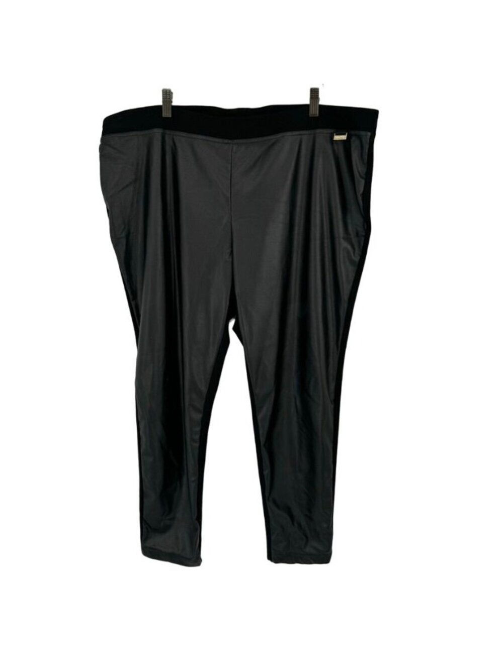 Calvin Klein Womens Plus Size 2x Faux Leather Leggings Black power Stretch Pants
